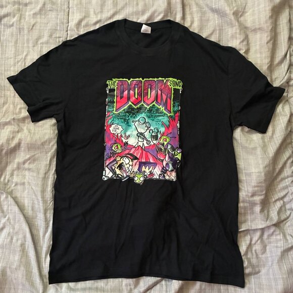Gir The Doom Song Invader Zim Cartoon Mashup Unisex Black T Shirt - Picture 1 of 3